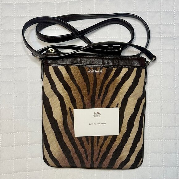 COACH Madison Swing Pack Cross-Body Small Zebra Brown Multi 50506 - Picture 10 of 12